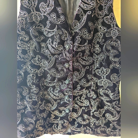Vintage Norton McNaughton Velvet Velour Silver Shimmer Embroidery Button Up Vest - Picture 10 of 14